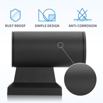 Aigostar - Round black outdoor wall light 1xGU10/230V IP65