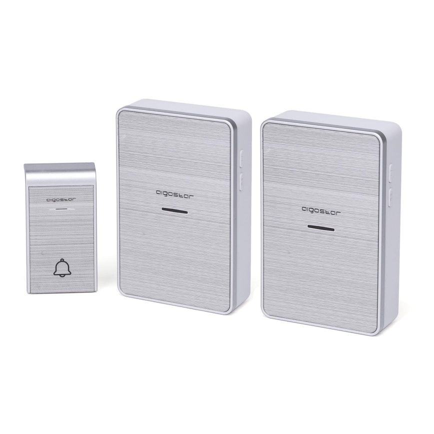 Aigostar - SET 2x Wireless doorbell 3xAA IP44 silver