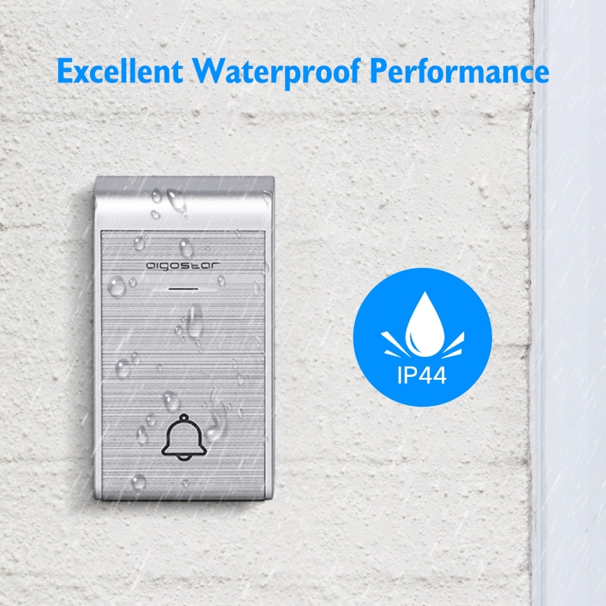 Aigostar - SET 2x Wireless doorbell 3xAA IP44 silver