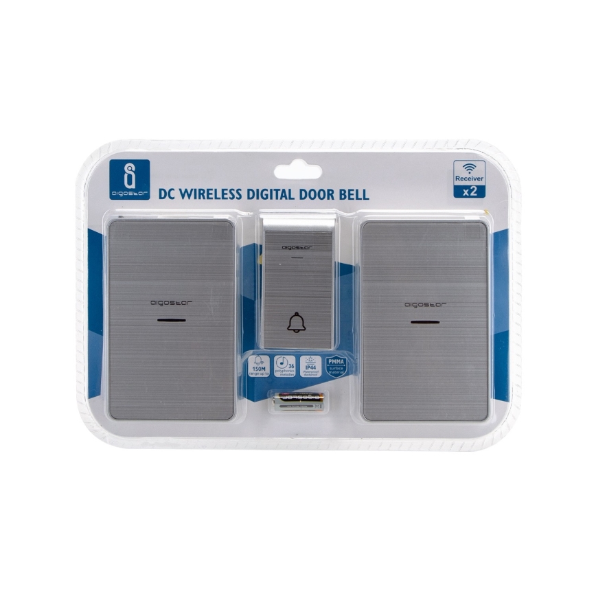 Aigostar - SET 2x Wireless doorbell 3xAA IP44 silver