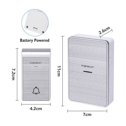Aigostar - SET 2x Wireless doorbell 3xAA IP44 silver