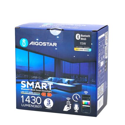 Aigostar - SET 3x LED Dimmable recessed light MESH LED/15W/230V 2700K-6500K d. 17cm