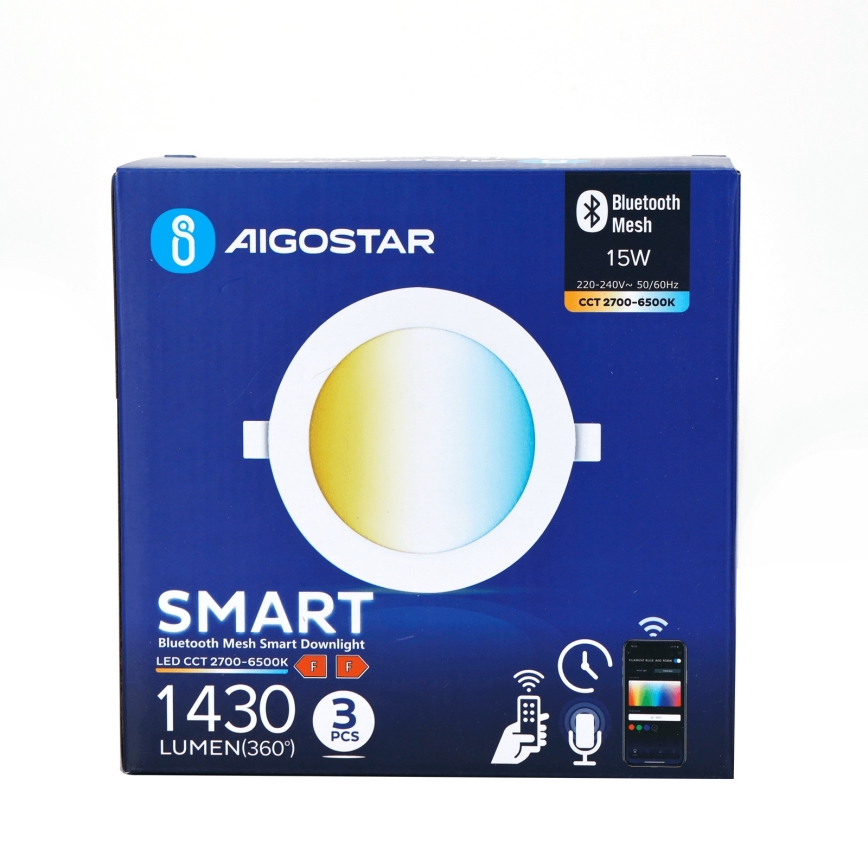Aigostar - SET 3x LED Dimmable recessed light MESH LED/15W/230V 2700K-6500K d. 17cm