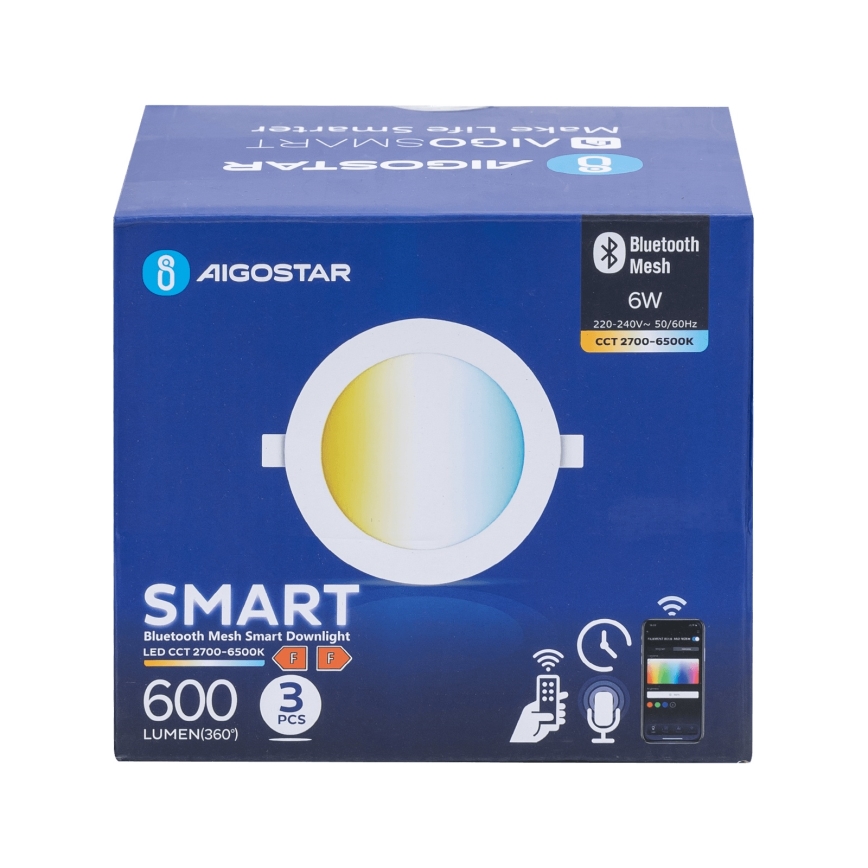 Aigostar - SET 3x LED Dimmable recessed light MESH LED/6W/230V 2700K-6500K d. 11,5cm