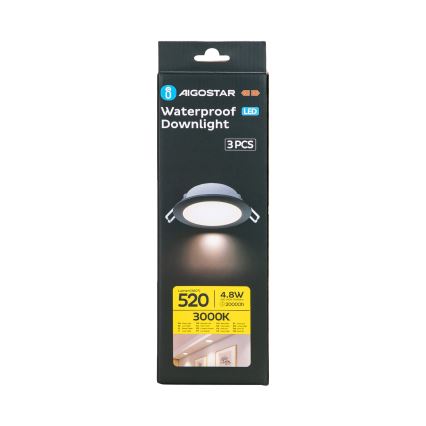 Aigostar - SET 3x LED Outdoor recessed light LED/4,8W/230V 3000K IP65 black