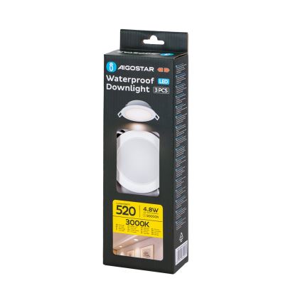 Aigostar - SET 3x LED Outdoor recessed light LED/4,8W/230V 3000K IP65 white