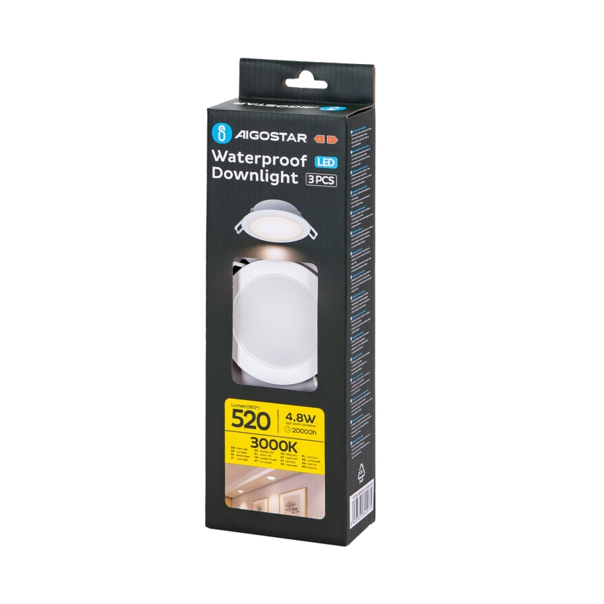 Aigostar - SET 3x LED Outdoor recessed light LED/4,8W/230V 3000K IP65 white