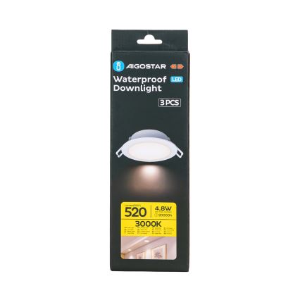 Aigostar - SET 3x LED Outdoor recessed light LED/4,8W/230V 3000K IP65 white