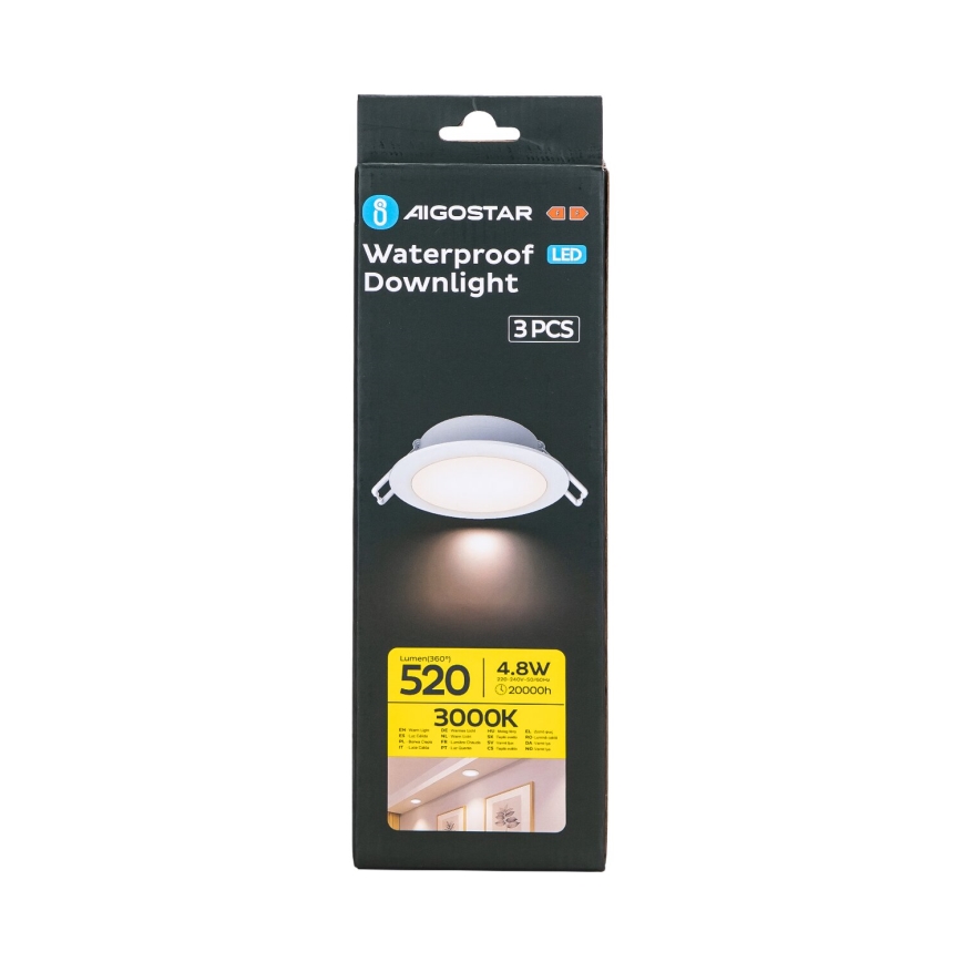 Aigostar - SET 3x LED Outdoor recessed light LED/4,8W/230V 3000K IP65 white