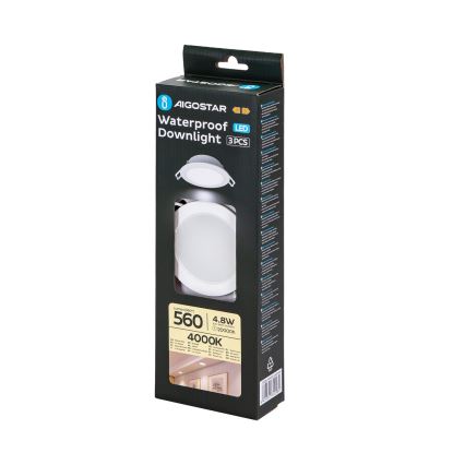 Aigostar - SET 3x LED Outdoor recessed light LED/4,8W/230V 4000K IP65 white