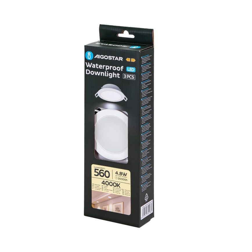 Aigostar - SET 3x LED Outdoor recessed light LED/4,8W/230V 4000K IP65 white