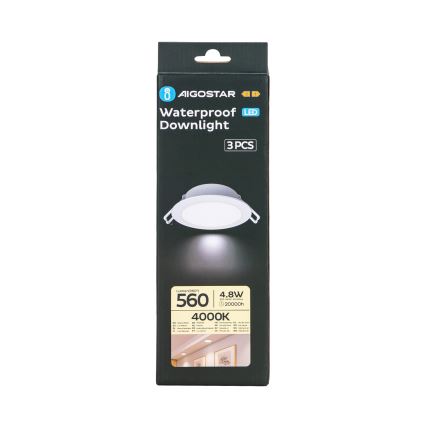 Aigostar - SET 3x LED Outdoor recessed light LED/4,8W/230V 4000K IP65 white