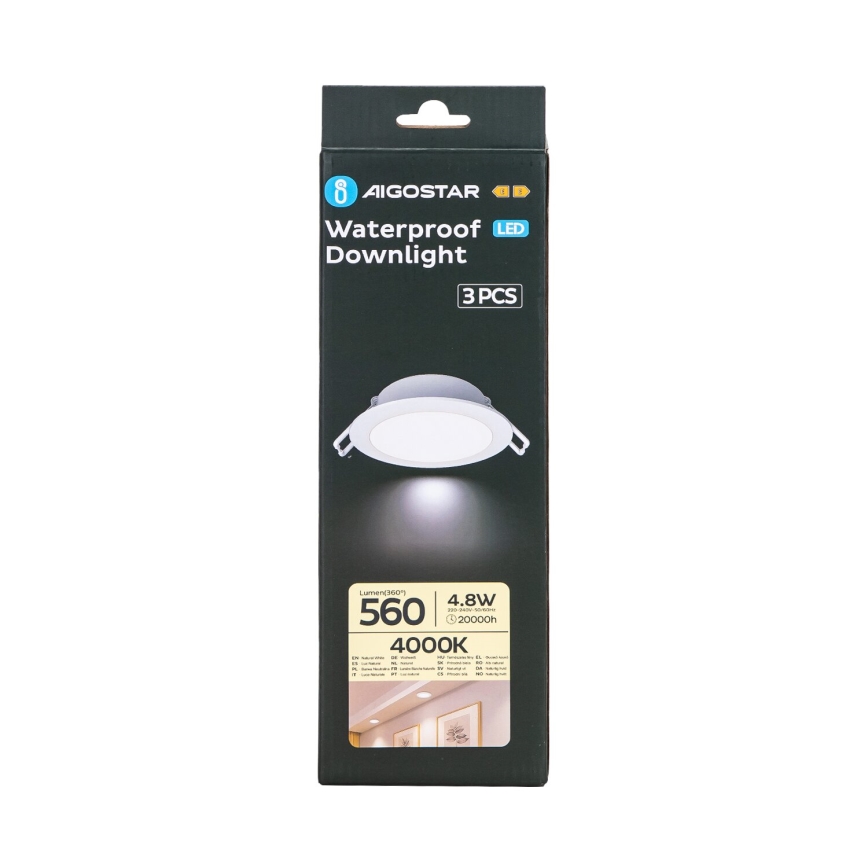Aigostar - SET 3x LED Outdoor recessed light LED/4,8W/230V 4000K IP65 white