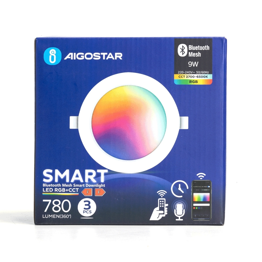 Aigostar - SET 3x LED RGB Dimmable recessed light MESH LED/9W/230V 2700K-6500K d. 14,5cm