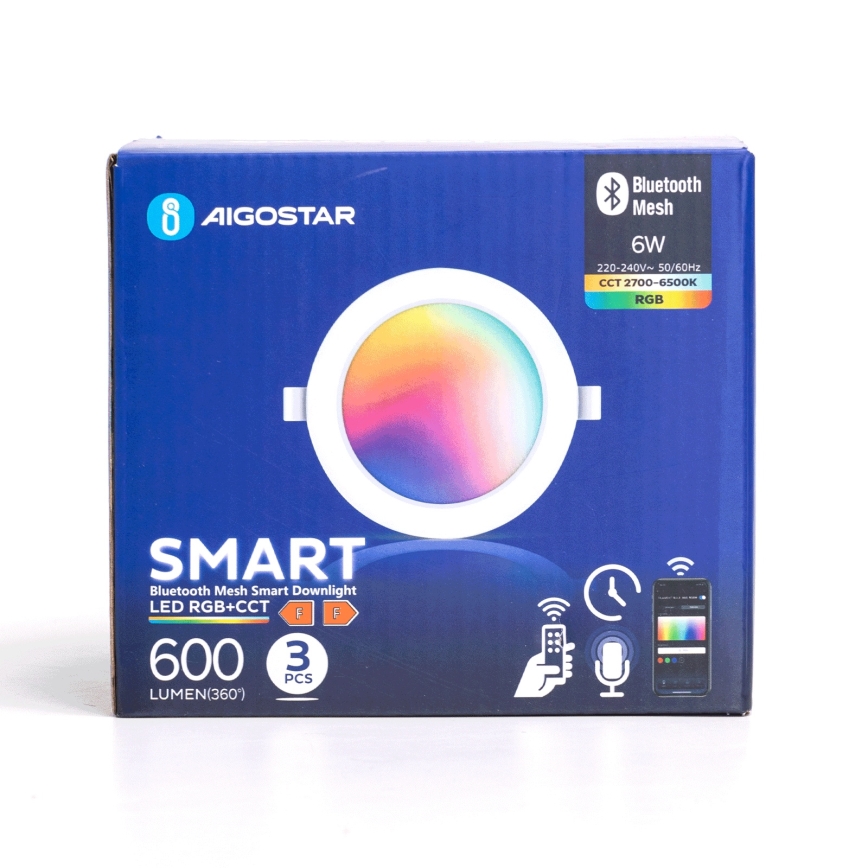 Aigostar - SET 3 x LED RGB Dimmable recessed light MESH LED/6W/230V 2700K-6500K d. 11,5cm