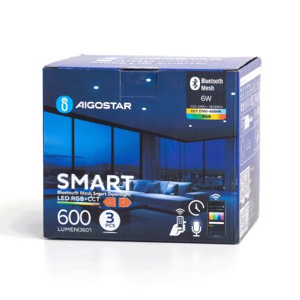 Aigostar - SET 3 x LED RGBW Dimmable recessed light MESH LED/6W/230V 2700K-6500K d. 11,5cm