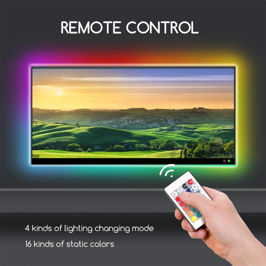 Aigostar - SET 4x LED RGB Dimmable strip 0,5m LED/2,5W/5V IP65 + RC