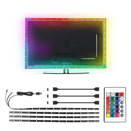 Aigostar - SET 4x LED RGB Dimmable strip 0,5m LED/2,5W/5V IP65 + RC