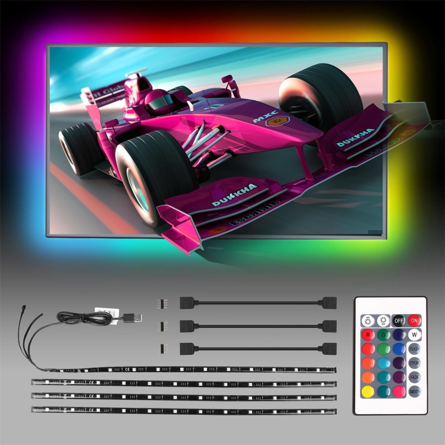 Aigostar - SET 4x LED RGB Dimmable strip 0,5m LED/2,5W/5V IP65 + RC