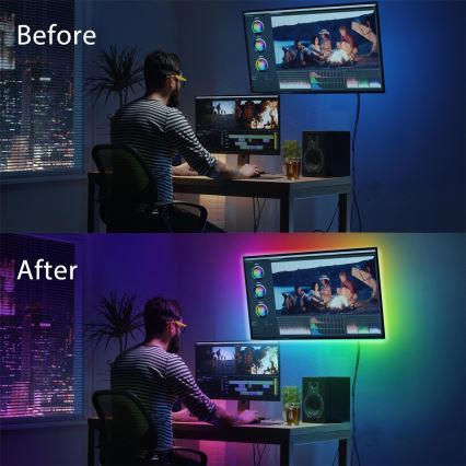 Aigostar - SET 4x LED RGB Dimmable strip 0,5m LED/2,5W/5V IP65 + RC