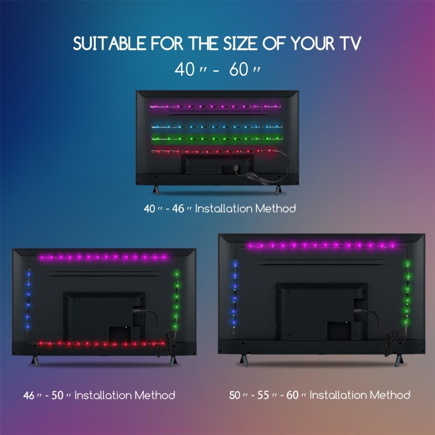 Aigostar - SET 4x LED RGB Dimmable strip 0,5m LED/2,5W/5V IP65 + RC