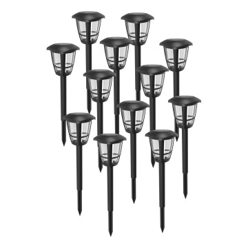Aigostar - Set of 12 LED solar lamps LED/0,06W/2V 33,8 cm 6500K 100 mAh IP44 black