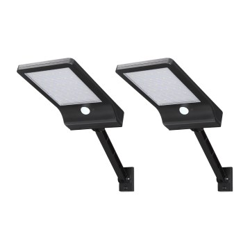 Aigostar - Set of 2 LED solar street lamps with sensor LED/3W/3,7V1800 mAh IP44 3000/4000/5000K + remote control