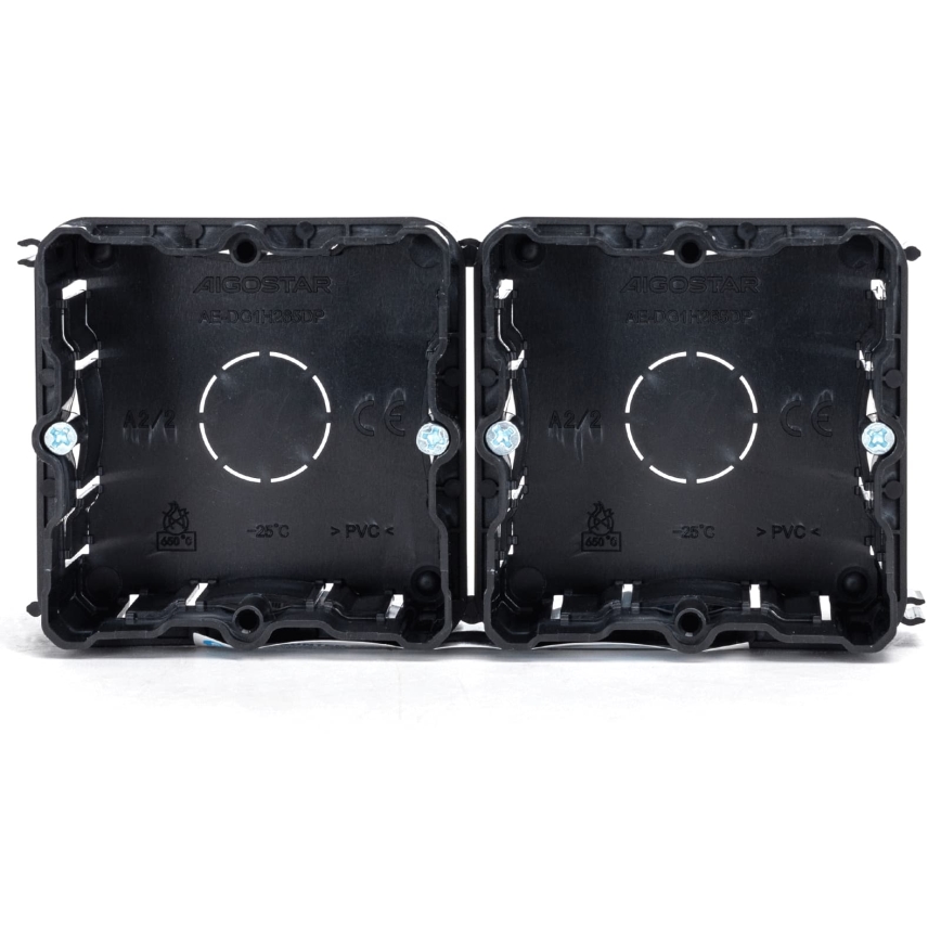 Aigostar - Set of 2 mounting boxes for recessed installation, black