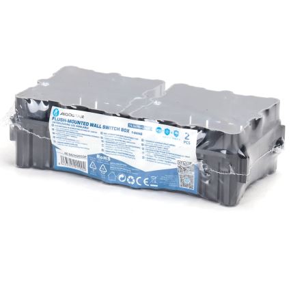 Aigostar - Set of 2 mounting boxes for recessed installation, black