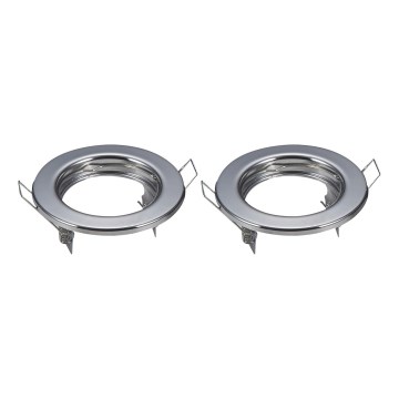 Aigostar - Set of 2 trim frames for GU10 recessed downlights, Ø 8 cm, polished chrome