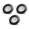 Aigostar - Set of 3 LED Recessed Downlights 1x GU10/4.5W/230V 3000K Black