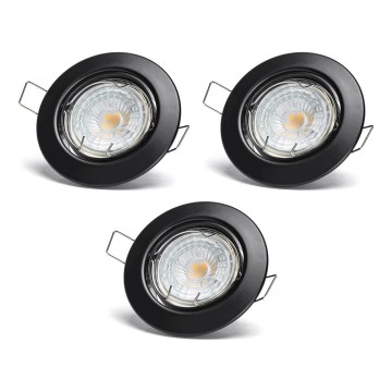 Aigostar - Set of 3 LED recessed downlights 1x GU10 / 4.5W / 230V 4000K Black