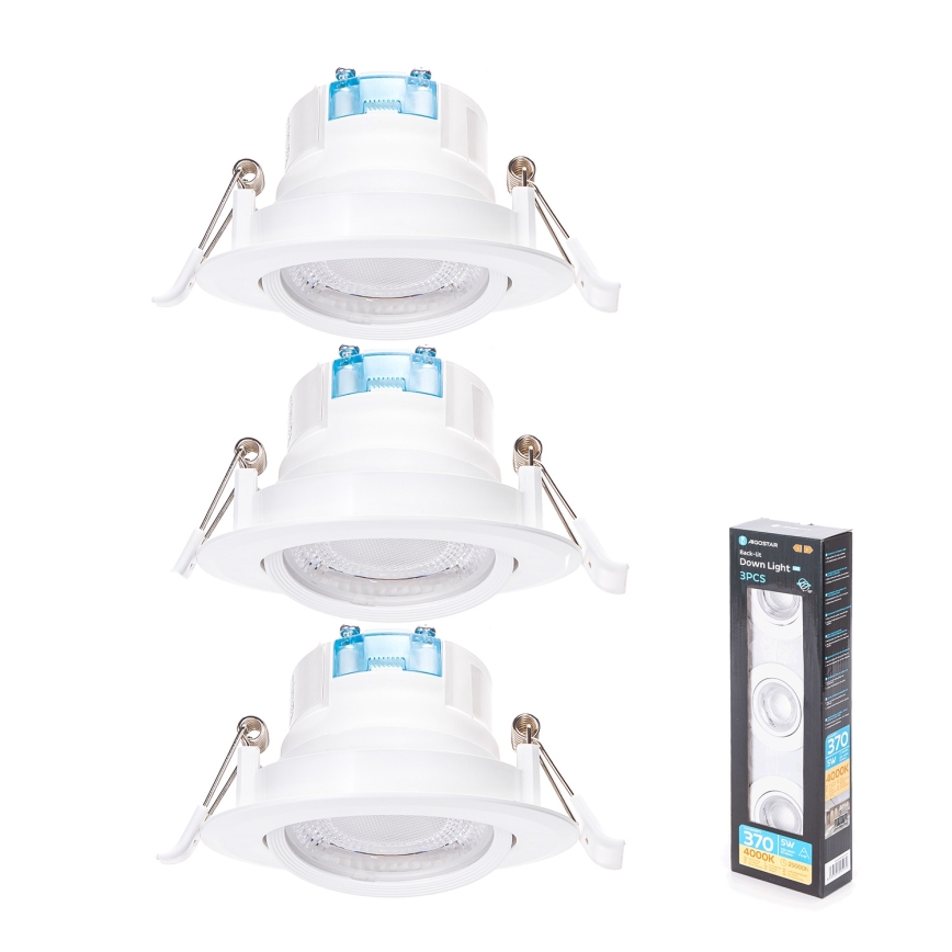 Aigostar - Set of 3 LED recessed downlights LED/5W/230V 4000K Ø 8.5 cm white