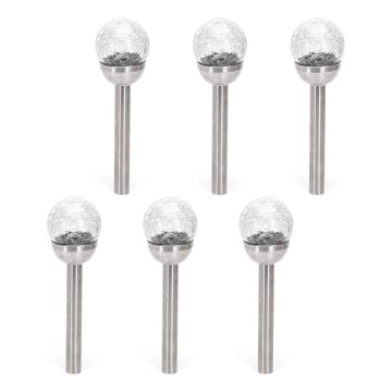 Aigostar - Set of 6 LED Solar Lights, 2V, 6500K (Daylight), IP44, 40 mAh, Silver