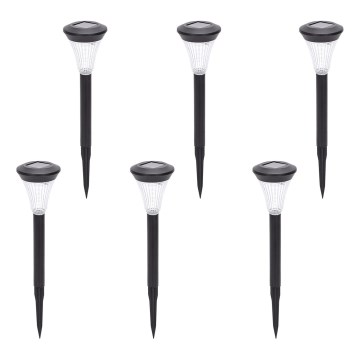 Aigostar - Set of 6 LED Solar Lights, 2V, 6500K, IP44, 40 mAh, Black