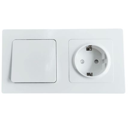 Aigostar - Single-gang switch No. 1 and SCHUKO 250V socket with frame, white