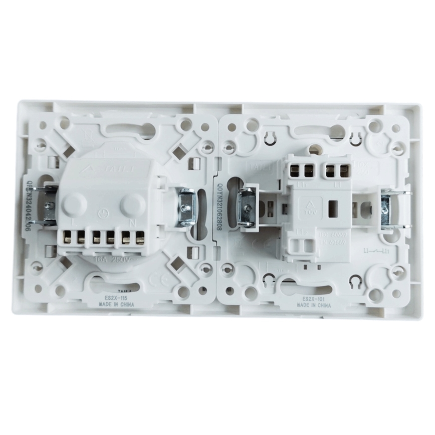 Aigostar - Single-gang switch No. 1 and SCHUKO 250V socket with frame, white