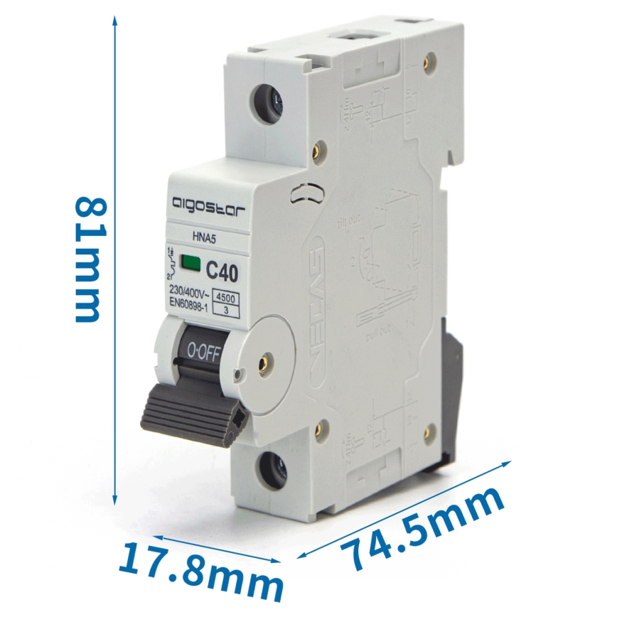 Aigostar - Single-phase circuit breaker 1P-40A-C 230-400V