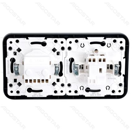Aigostar - Single-pole switch No. 1 and SCHUKO 230V socket with black frame