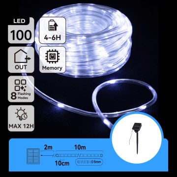 Aigostar - Solar LED Christmas lights, 100 LEDs, 8 modes, 12 m, IP65, cool white, 800 mAh