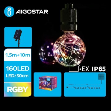 Aigostar - Solar LED Christmas string lights, 20 LEDs, 8 functions, 11.5 m, IP65, multicolor