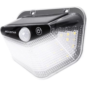 Aigostar - Solar LED Light with Sensor 3.7V 6500K 500mAh IP65 Black