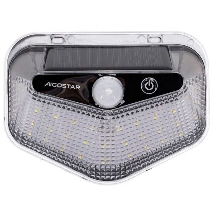 Aigostar - Solar LED Light with Sensor 3.7V 6500K 500mAh IP65 Black