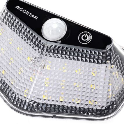 Aigostar - Solar LED Light with Sensor 3.7V 6500K 500mAh IP65 Black