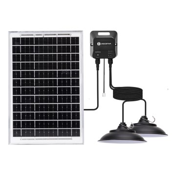 Aigostar - Solar LED Pendant with Sensor, 2×LED / 35W / 12V, 6000 mAh, 6500K, IP65, Ø 15 cm + Remote Control