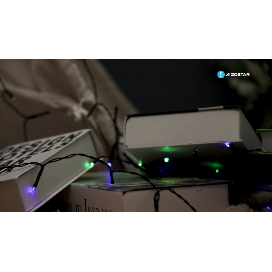 Aigostar - Solar LED String, 100 LEDs, 8 Modes, 12 m, IP65, Multicolor