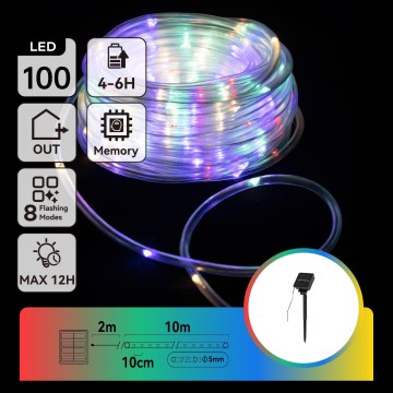 Aigostar - Solar LED String Lights, 100 LEDs, 8 Modes, 12 m, IP65, 800 mAh, Multicolor