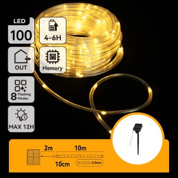 Aigostar - Solar LED String Lights 100 LEDs / 8 Modes, 12 m, IP65, Warm White