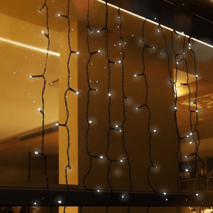 Aigostar - Solar LED String Lights 100 LEDs / 8 Modes, 4x1m, 800 mAh, IP65, Cool White