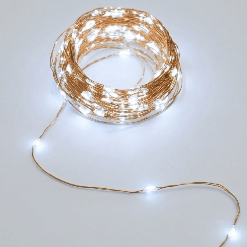 Aigostar - Solar LED String Lights, 200 LEDs / 8 Modes, 22 m, IP65, Cool White, 800 mAh